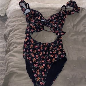 Peek & Beau Fuller Bust cut out swimsuit w/ ruffle